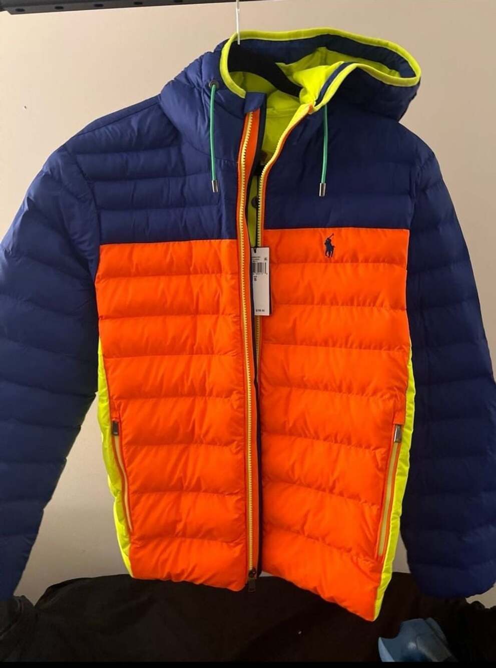 Polo Ralph Lauren Colorblock 750 Down Puffer Jacket Size S Multi Color